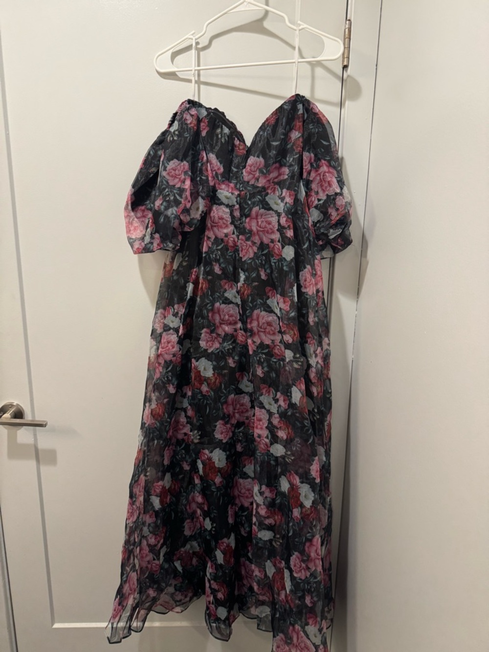 Lulus True Excellence Black Floral Bustier Off-The-Shoulder Gown - Picture 4 of 6